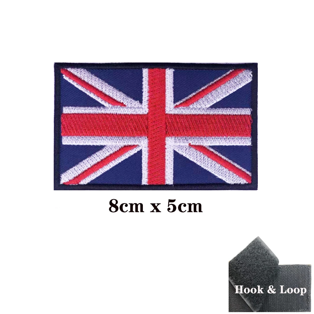 British flag U.K Patches England Britain Armband Embroidered Patch Hook Loop Iron On Embroidery  Badge Military Stripe