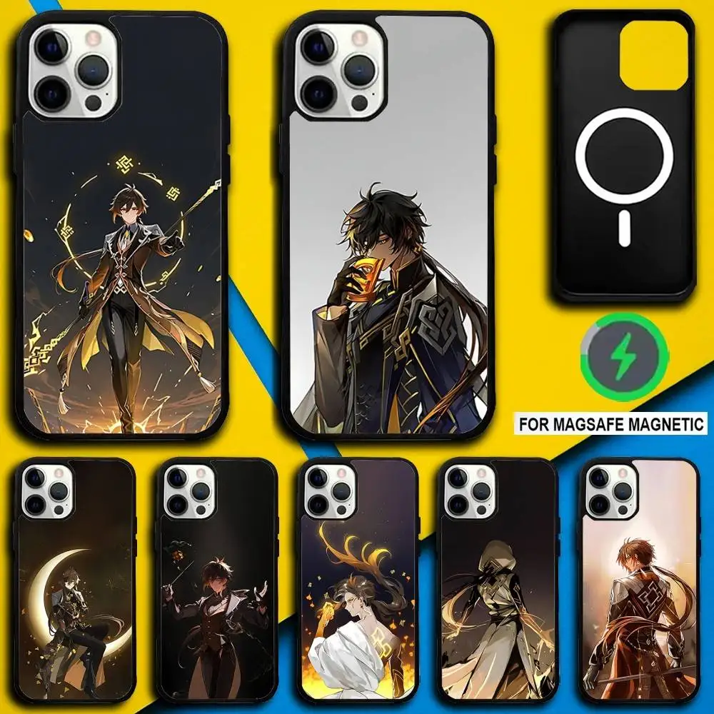 

Genshin Z-Zhongli Impact Phone Case For iPhone 16,15,14,13,12,11,Pro,Max,Plus,Mini,SE4,E Magnetic Magsafe Wireless Charging