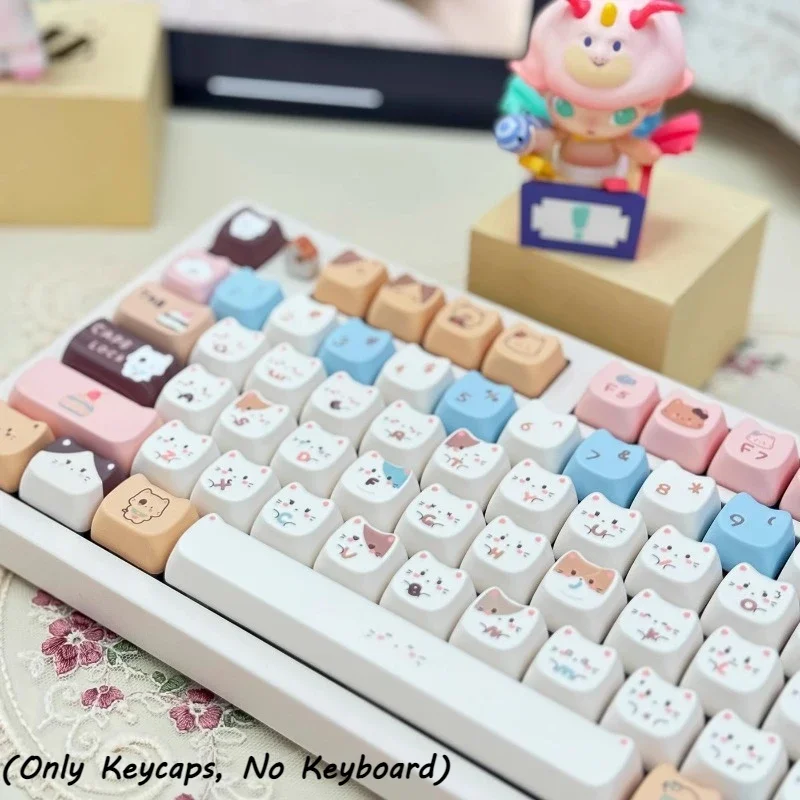 

140 Keys Cute Cat Ear Keycaps Kawaii Cat Keycap Set for Gaming Mechanical Keyboard PBT Material MAO Height Keycap PC Accessories