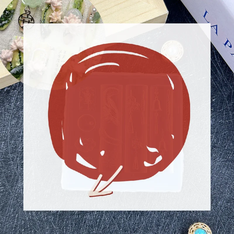 

3D-форма для ногтей в китайском стиле: изысканные драконы, медные монеты, колокольчики, пуговицы, китайские узлы, веера. Прозрачная форма для нейл-арта.