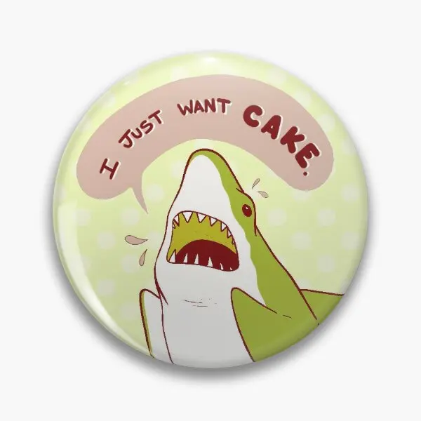 Cake Shark Just Wants Cake  Soft Button Pin Clothes Fashion Hat Lapel Pin Brooch Badge Jewelry Women Metal Cartoon Decor Lover