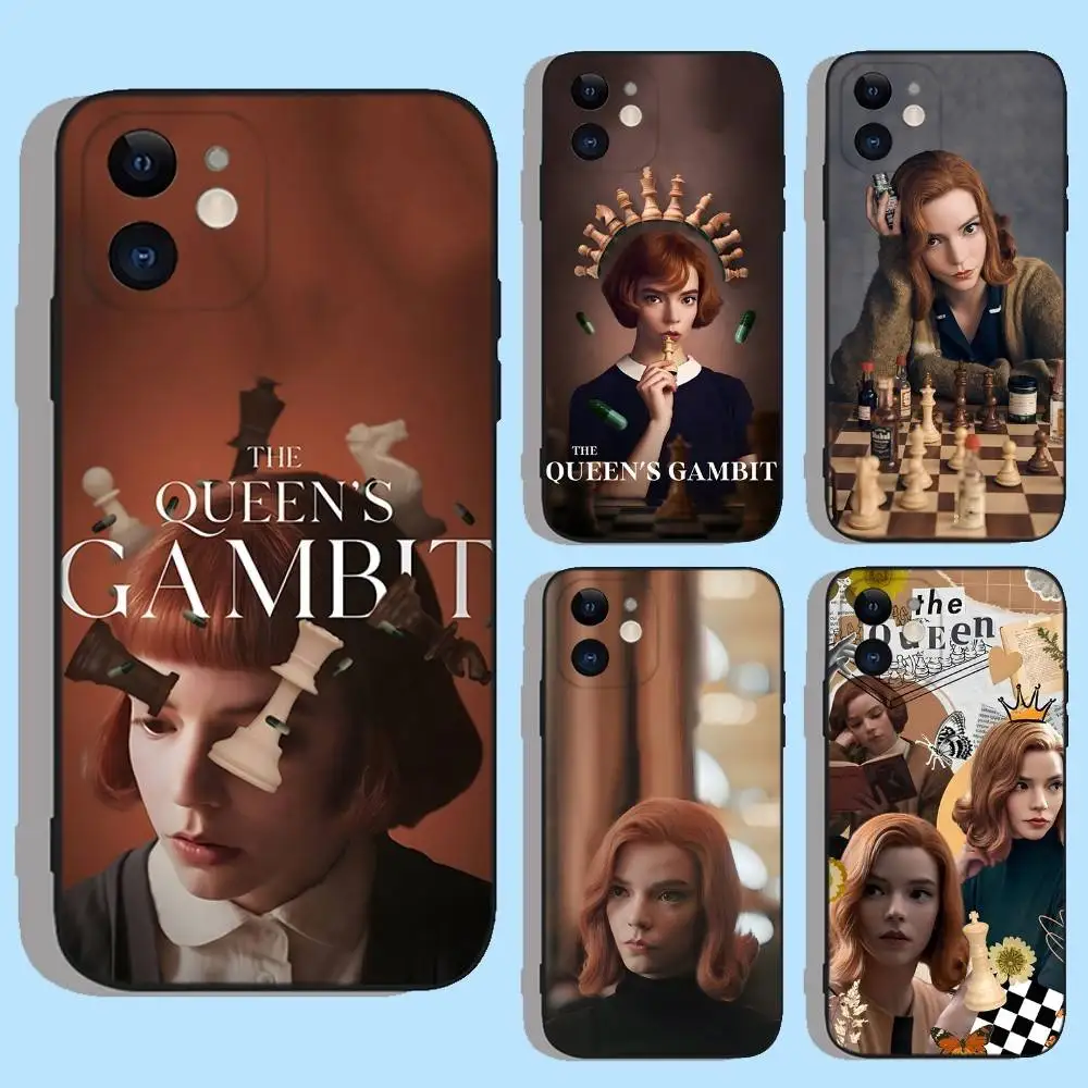 

The Q-Queens Gambit Phone Case For iPhone 16e,16,15,14,13,12,11,XS,XR,X,8,7,Pro,Max,Plus,mini Silicone Black Cover
