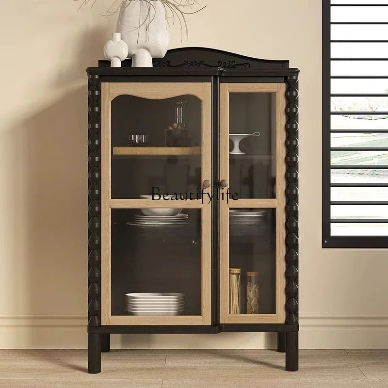 

FG26French retro solid wood living room storage wine cabinet American high edge bedroom bookcaseL