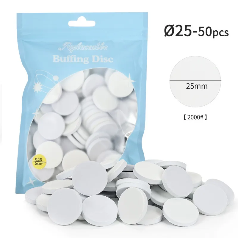 50pc Nail Buffing Disc 20/25mm 2000 Grit Strip Sponge Manicure Special Tool Nail Surface Quick Files Polish Buffing Sanding Disc