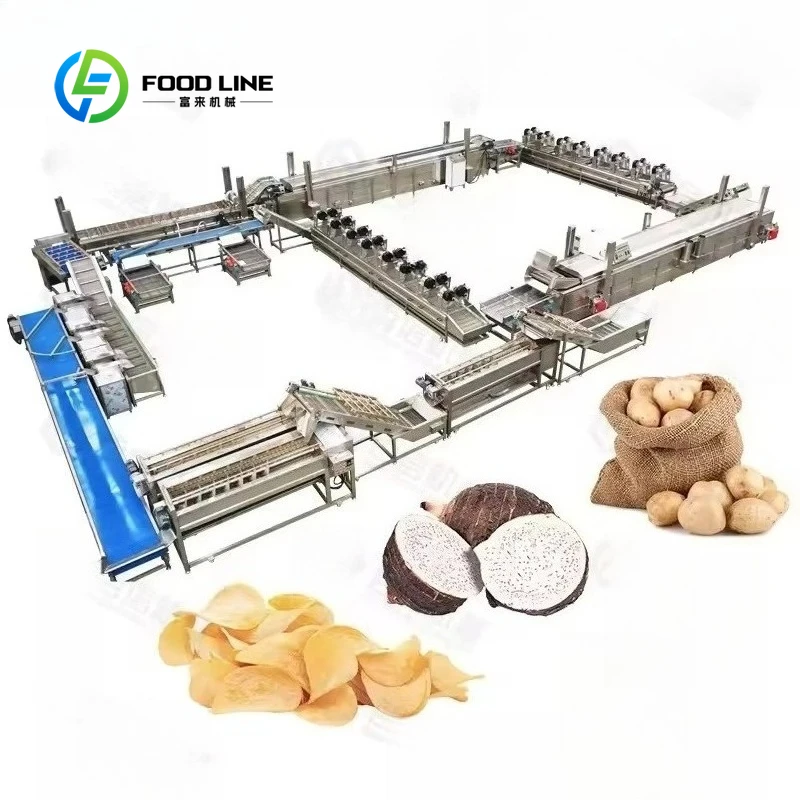 Automatic potato chip production line, customizable capacity, frozen chips processing, vegetables