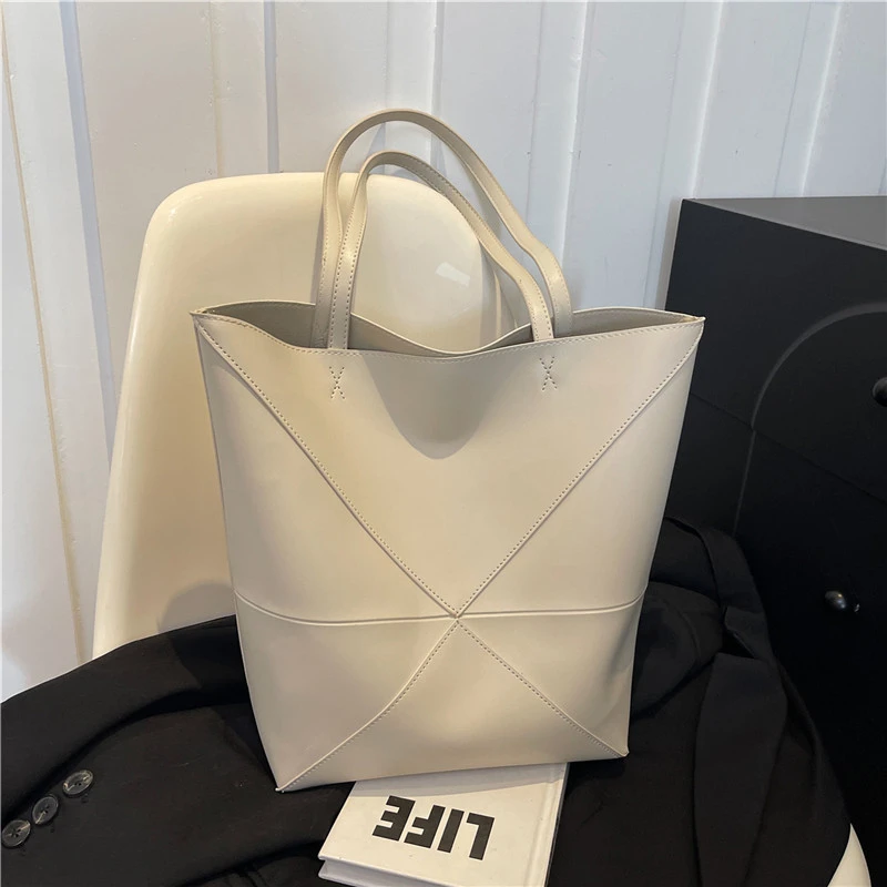 Große Kapazität Tasche Für Frauen Pu Leder Handtasche Designer Eimer Schulter Tasche Weibliche Top Griff Tote Einfache Reisetasche Schwarz – Detail 10