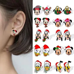 Disney Mickey Minnie Epoxy Handcraft Cute Elk Donald Duck Girls Women Anime Acrylic Stud Earrings Jewelry Party Christmas Gifts