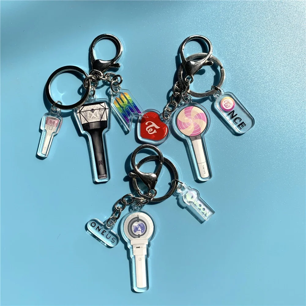 KPOP MONSTA X ONEUS TWICE Acrylic Keychain Stick Light Pendant Key Chain Ring Accessories Keychains Cute Wholesale New