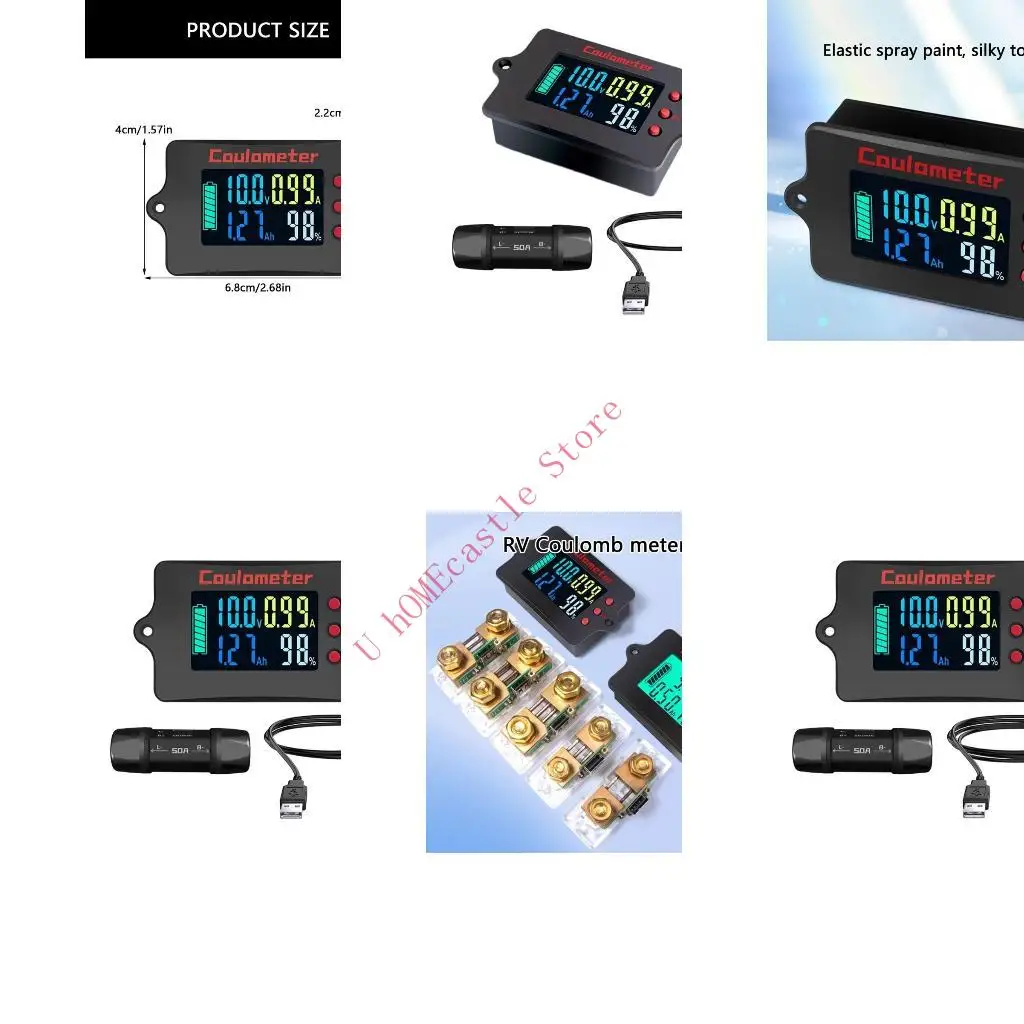 63HF Coulometer 8-120V 50A Battery Monitors Digital Voltmeter Ammeter Battery Capacity Coulomb Counter Meter