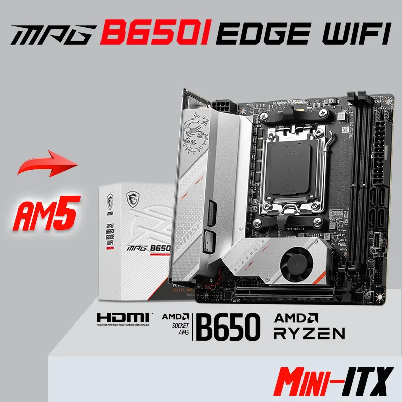 Placa base AMD B650 serie DDR5 Ryzen 7000, procesador M.2, AMD EXPO, MSI, MPG, B650I, EDGE, WIFI, AM5, 128GB, TPM 2,0, mini-itx