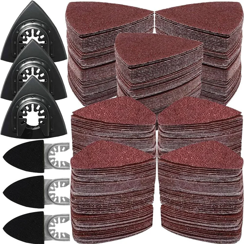 

AT21-Professional 246Pcs Oscillating Sanding Kit: 3 Triangle & 3 Finger Sanding Pads With 240 Sandpapers