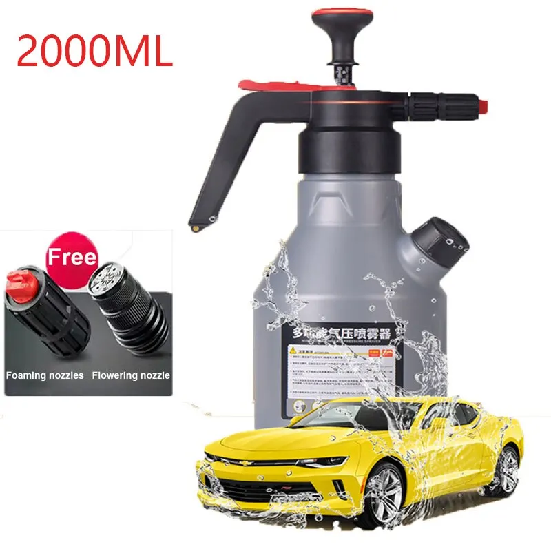 2L Foam Sprayer Car Wash Hand-held Foam Watering Can Air Pressure Sprayer Plastic Disinfection Water Bottle Car Cleaning Tools