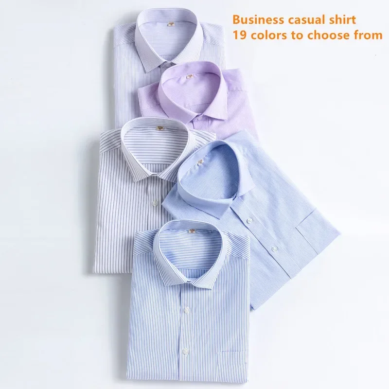 Camicie eleganti di base a righe solide a maniche lunghe classiche da uomo camicia sociale da ufficio con tasca a toppa singola formale da lavoro Standard