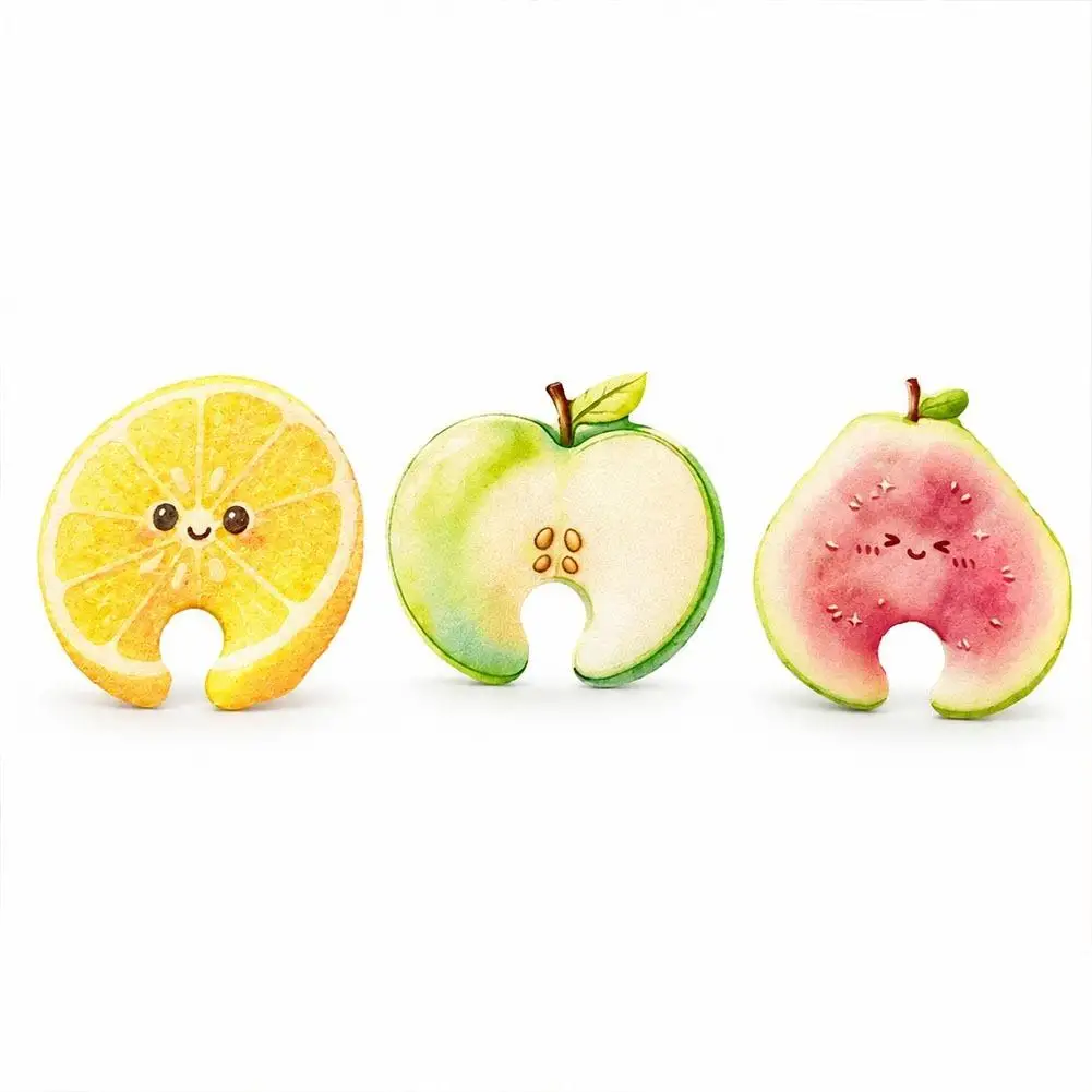 3Pcs Fruit Shape Wood Pulp Sponge Dishwashing Brush - Apple Guava Orange, Quick Foaming Water Absorbent Kitchen