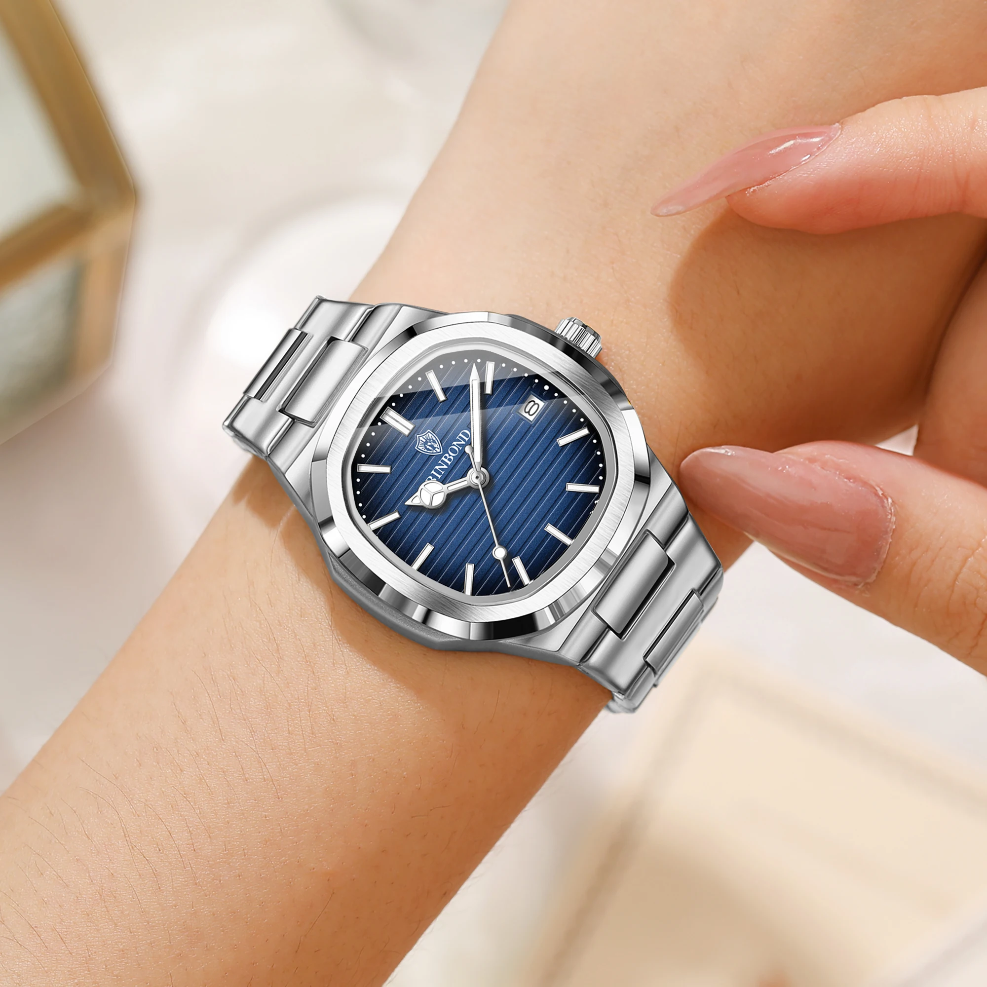 Relojes casuales BINBOND para mujer, relojes de cuarzo precisos, de lujo, luminosos, resistentes al agua, duraderos, con fecha automática.