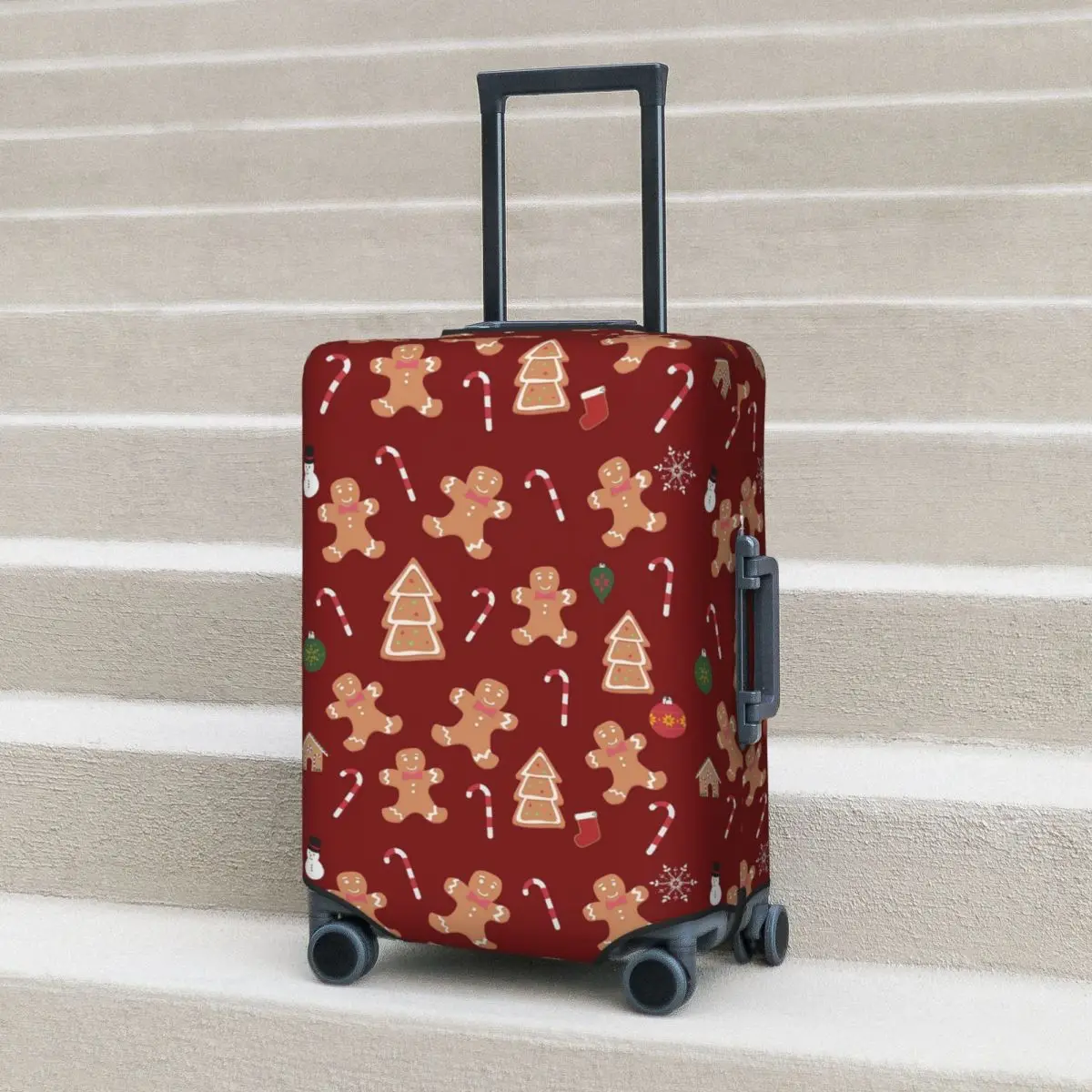 

Christmas Gingerbread Cookies Suitcase Cover Protection Elastic Travel Luggage Protector Covers for 18-32 Inch