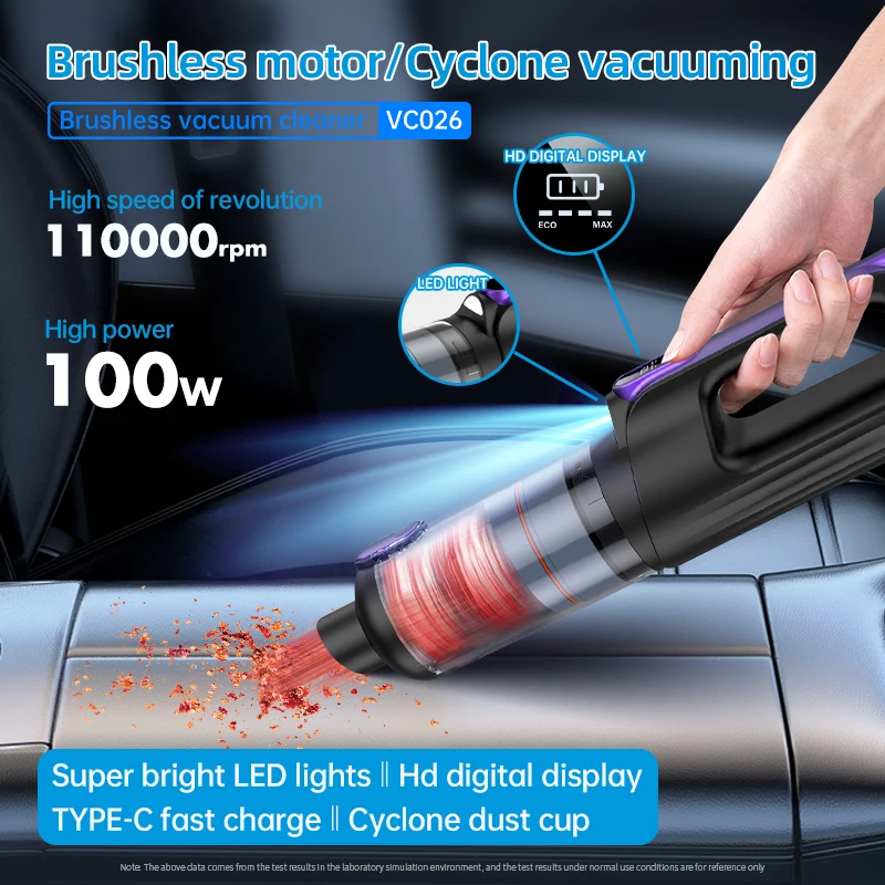 신형 토네이도 차량용 무선 진공 청소기 브러시리스 대형 흡입력 고출력 디지털 디스플레이 휴대용 가정용 차량용 진공 청소기