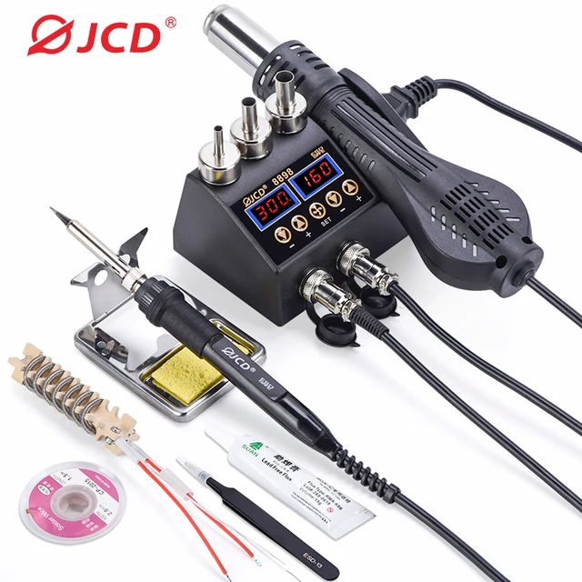 JCD 750W Stacja lutownicza 2 w 1 Cyfrowy wyświetlacz LCD Stacja lutownicza do naprawy telefonów komórkowych BGA SMD IC Narzędzia lutownicze 8898