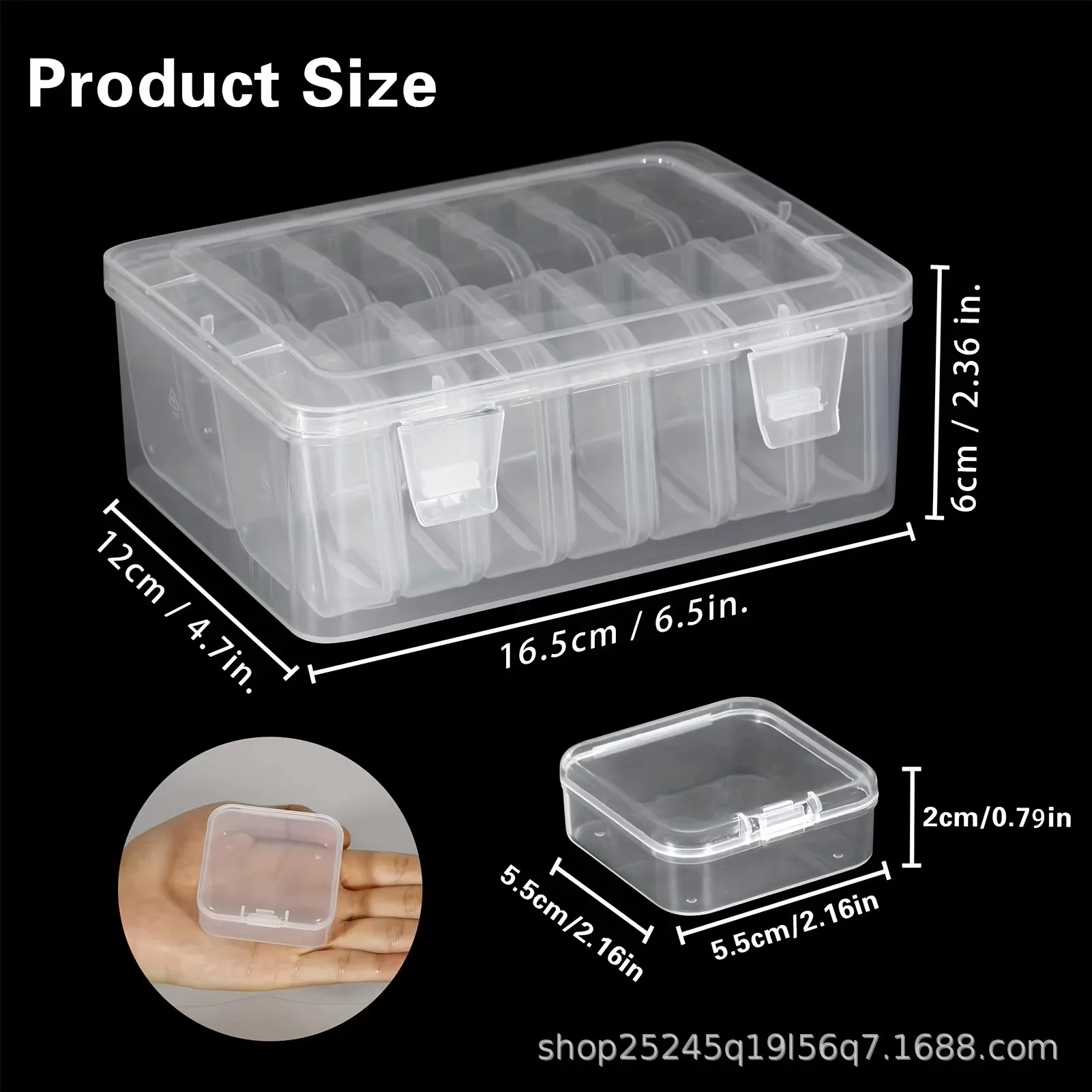 14Pieces  Clear Plastic Storage，Craft Storage Organizer for Craft Jewelry Beads Earring Ornament Container Tool Fishing Hook