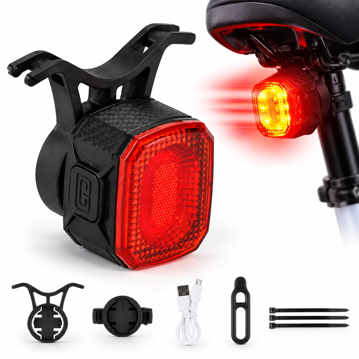 Smart Bike Tail Light Brake Sensor LED Rear Lamp Vibration Sensing Bicycle Safety Warning Light Night Cycling Accessory