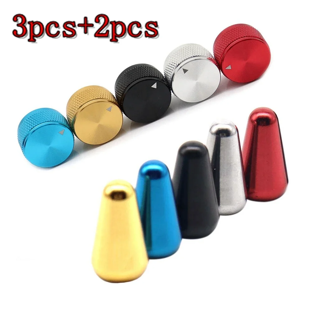 

3pc Aluminium Guitar Knobs & 2pc Guitar Switch Tip Brass Metal for Guitar Accessories