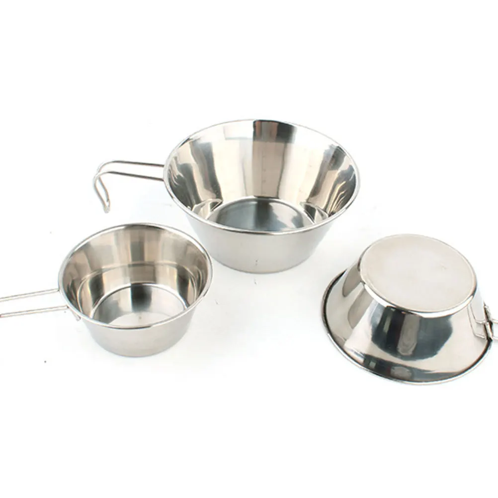 

3pcs Stainless Steel Folding Bowls Lightweight Compact Foldable Camping Hiking Picnic BBQ Cooker Dinner Bowl Outdoor