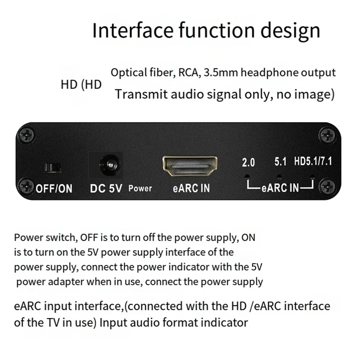 TenYua HD-Compatible EARC ARC Audio Extractor 192Khz Converter EARC to RCA Audio Extractor Adapter for DTS Dolby Atoms AC3 XT