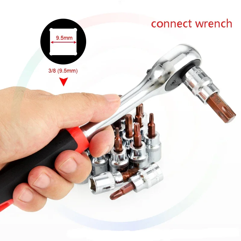 1 pieza de herramientas de punta de destornillador Torx de 3/8 pulgadas y 10mm T10 T15 T20 T30 T40 T45 T50 T55 T60