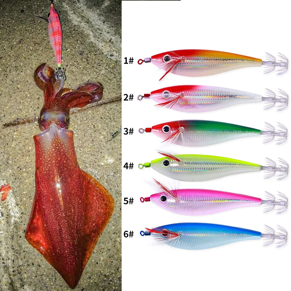 Luminous Egi Eging Squid Jigging Lures 10cm 10g Wood Shrimp Squid Hooks Octopus Cuttlefish Saltwater Fishing Squid yamashita