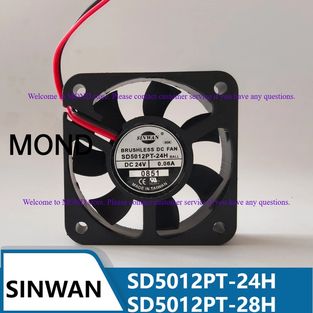 SINWAN SD5012PT-24H SD5012PT-28H Inverter Cooling Fan CPU Elevator Control Cabinet Cooler 24V 0.06A 5CM 5010 2 Wire