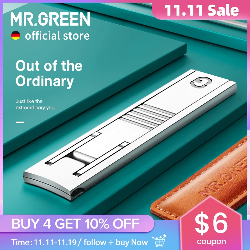 Image: MR.GREEN – coupe-ongles Ultra fins, technologie de fabrication de précision allemande, avec couverture en cuir de vache, Texture supérieure