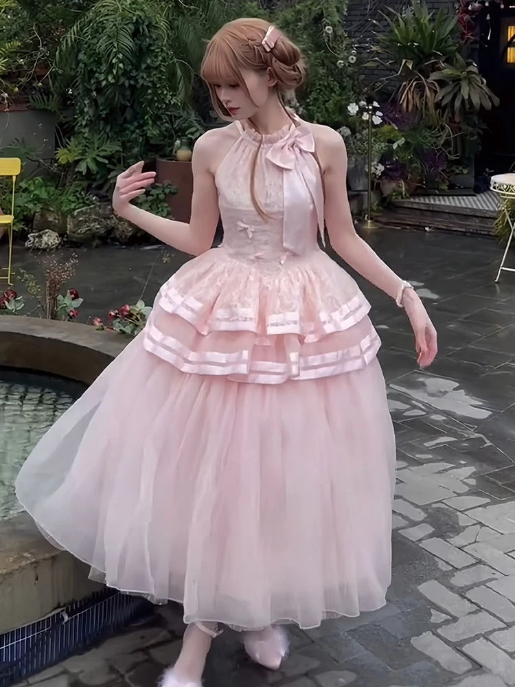 اليابانية الحلو لوليتا نمط المرأة فستان الرسن القوس أكمام الشاش المرقعة فساتين Kawaii فتاة Y2k الجمالية الجرونج Vestidos #4