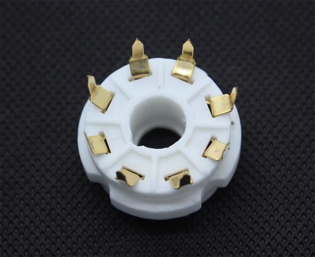 10PCS Gold Plated K8A PCB Mount 8 Pin เซรามิคหลอดซ็อกเก็ตสําหรับ 6P3P 6SN7 6N8P 6N9P 5Z3P 5Z4P 6550 KT88 หลอดสูญญากาศเครื่องขยายเสียง DIY
