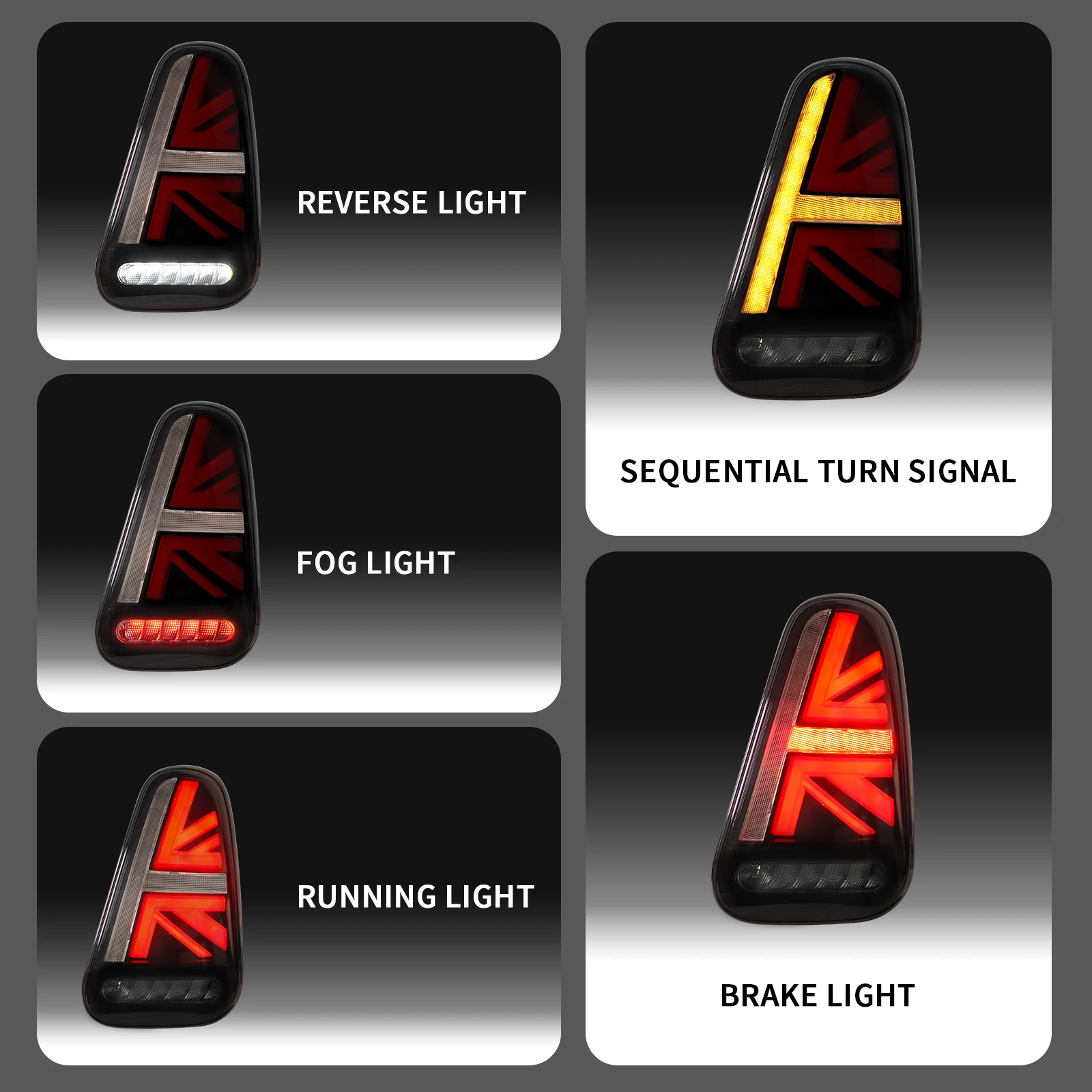 Archaic Union Jack LED Rück leuchte Sequentielle Blinker Rücklichter 2000-2006 für Gen 1 Mini Cooper R50 R52 R53