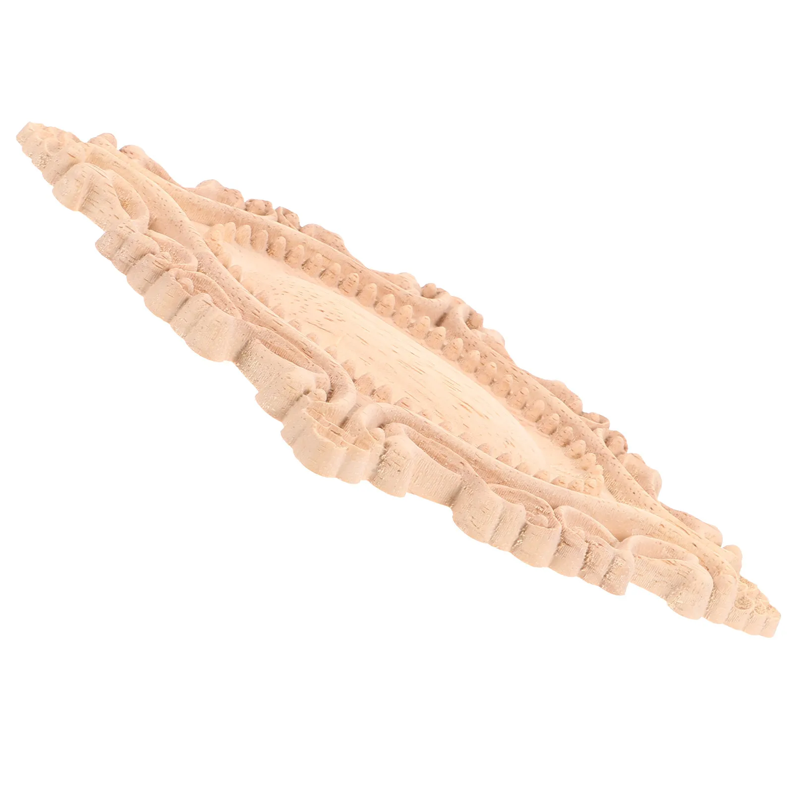 Unpainted Wooden Carved Applique Oval European Style Door Decor for Furniture Walls Home Interior Decorative Wood Onlay Embossed