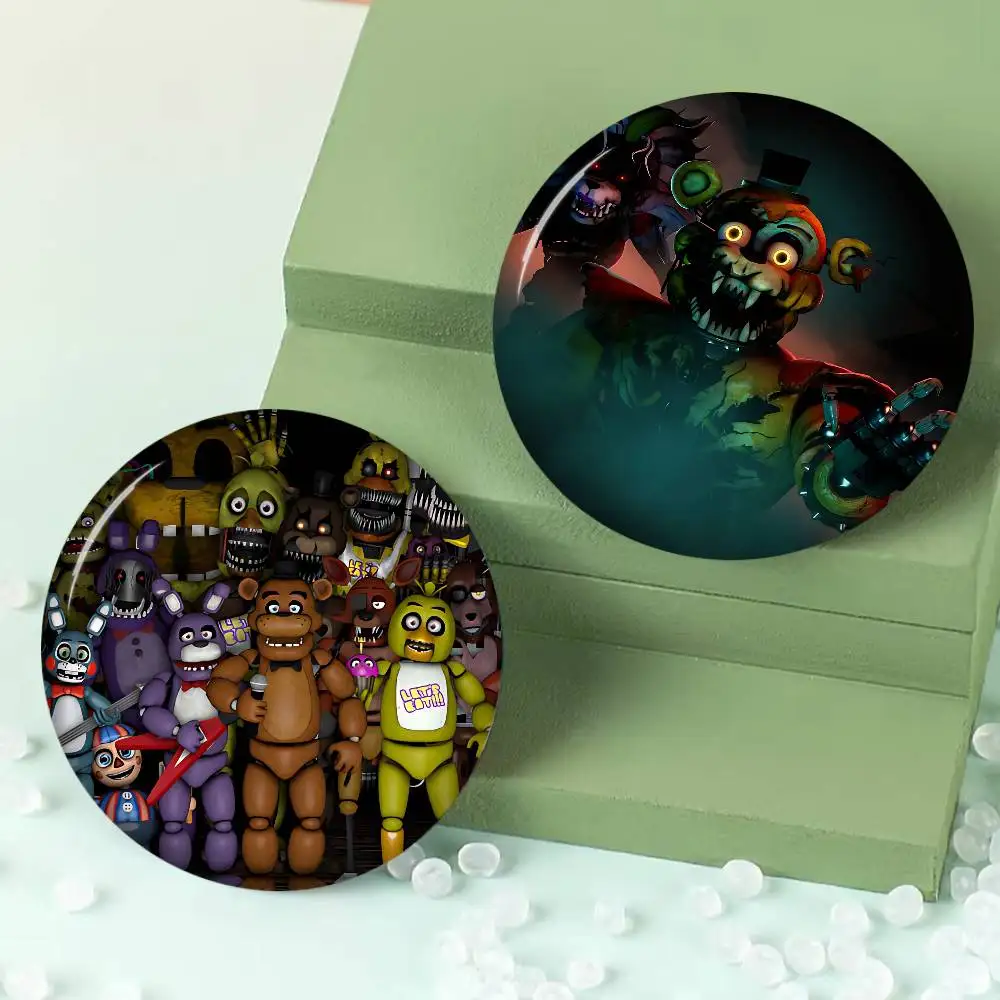 Five N-Nights at F-Freddys Fashion Creative Pins Funny Faces Round Snap-in Brooch Badge Backpack Hat Accessories Jewelry Gifts