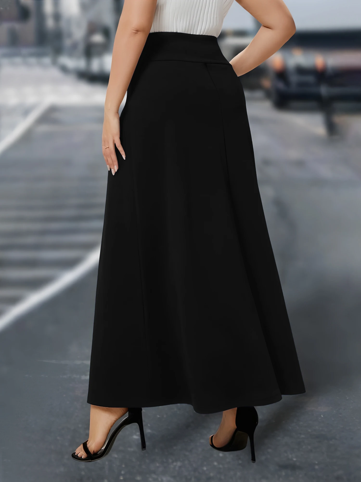 하이웨이스트 폴드오버 맥시 스커트, 우아한 A라인 실루 - Women Formal Wear For Meeting 리뷰 및 가격