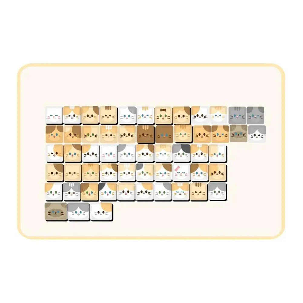 Imagem -05 - Conjunto de Teclado Mecânico para Meninas Cute Meow Keycaps Cat Head Mao Profile Pbt Square Key Cap Teclados mx Presente