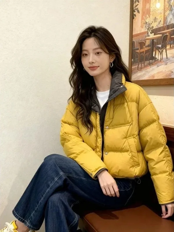 

Korean Sle Yellow ort Cotton Jaet Women's Thi Warm Unique Personali Faionable Outerwear Spring Winter Coat