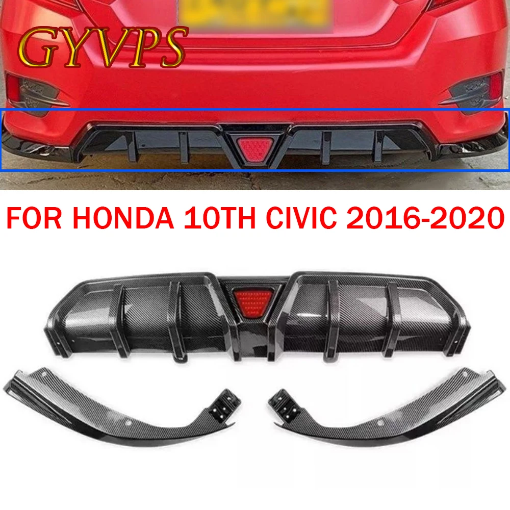 

Rear Bumper Splitter Lip Diffuser Body Kit Spoiler Guard For Hoda 10th Civic 2016-2020 Car Accessories