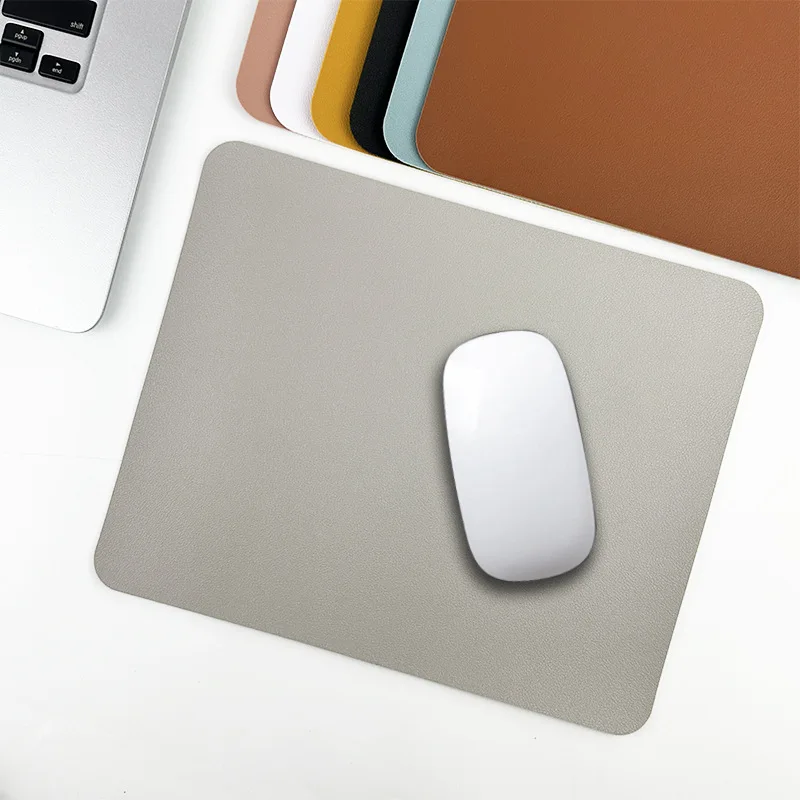 26x21cm Solid Color PU Leather Mouse Pad, Minimalist Desk Mat for Office Home PC Gaming, Custom Advertising Mousepad