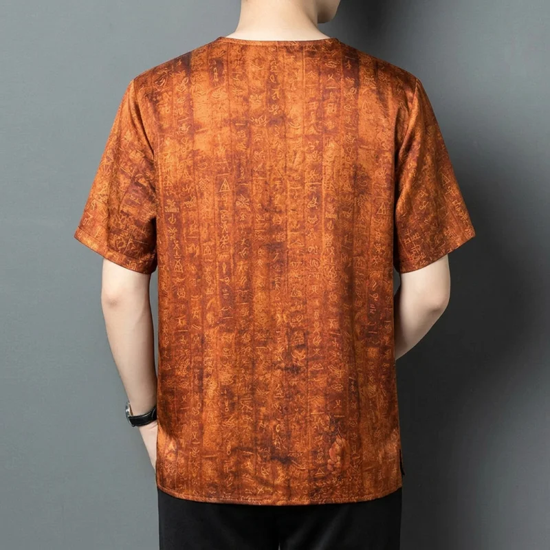 Concealed Buttons Premium T Shirt For Men Silk 100% Short Sleeve Summer Quality Lightweight Coolness Classic Camisetas De Hombre