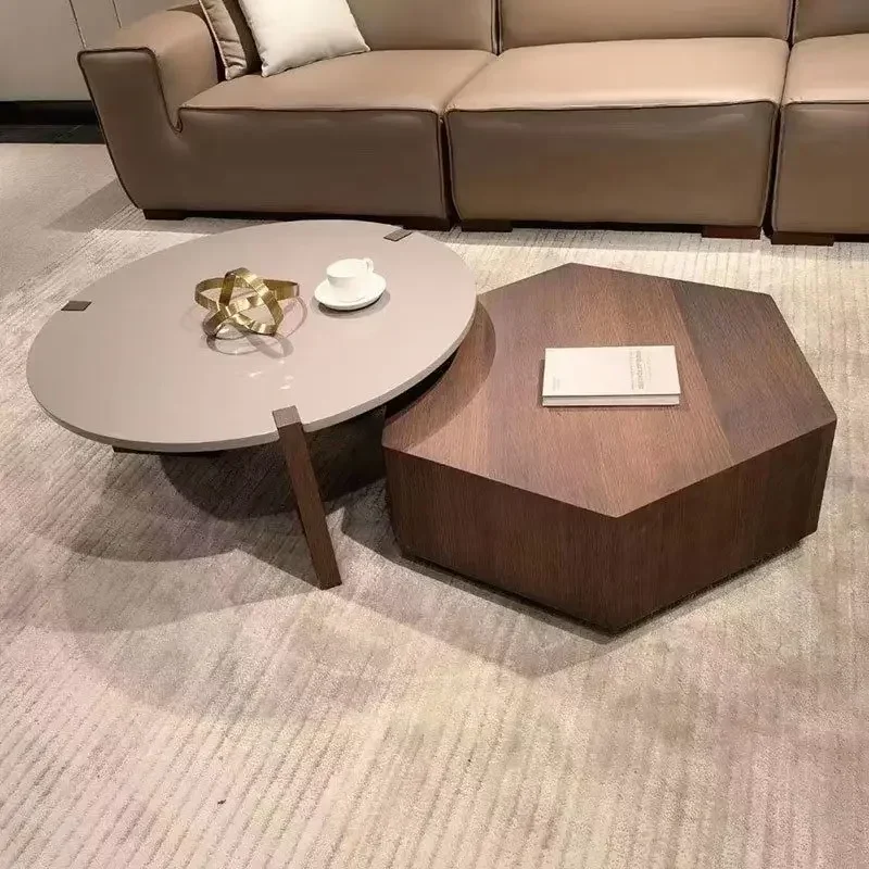 Premium Internet celebrity living room coffee table small apartment style hexagonal simple minimalist solid wood ins coffee