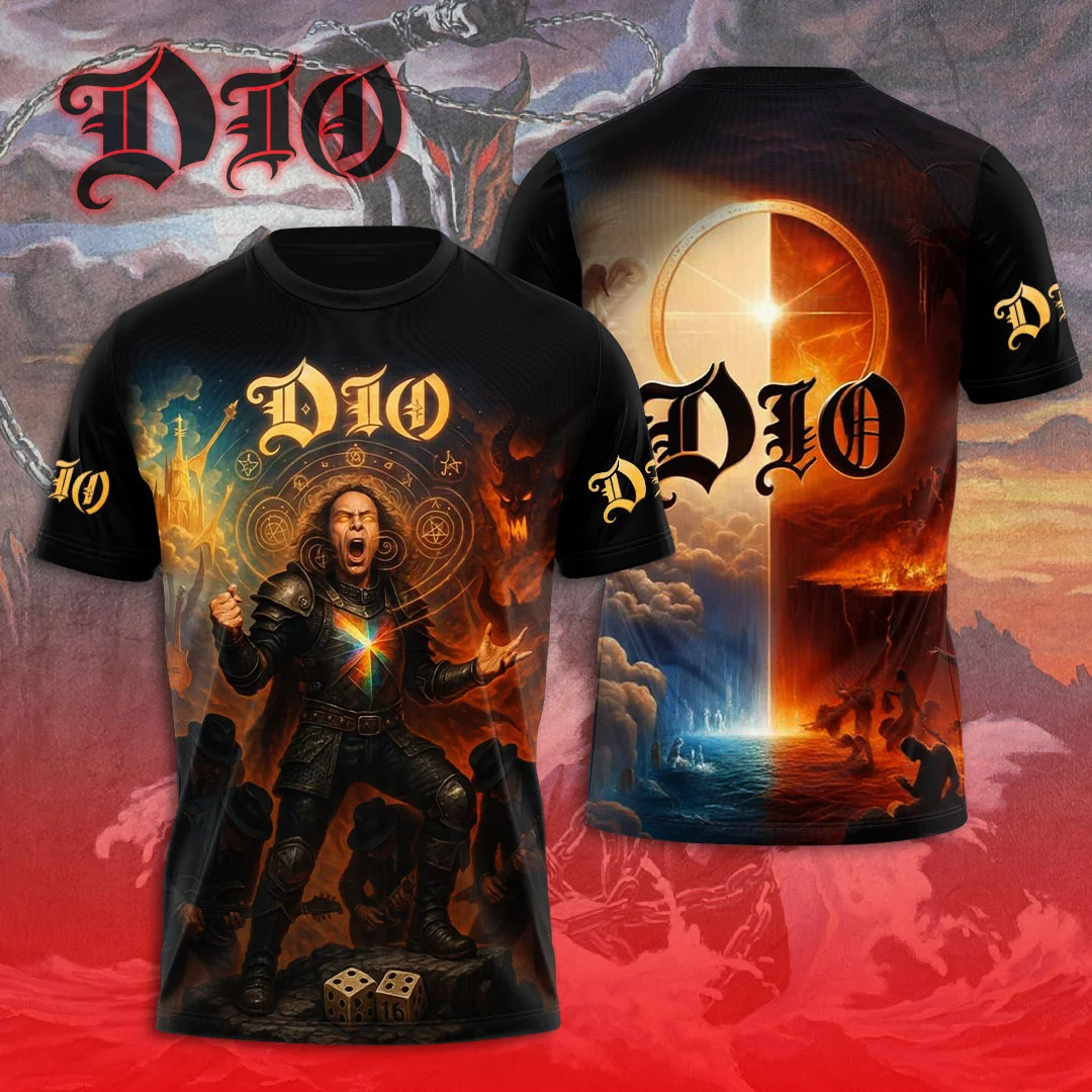 

New Fashion Men's T-shirt Heavy Metal Rock Dio Band 3D Printing Casual Street Hip-hop Trend Oversized Round Neck T-shirt