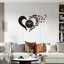 DIY heart-shaped wall clock with mirror acrylic heart-shaped frameless wall clock for living room and bedroom decoration
