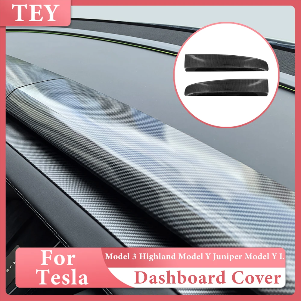 

For Tesla Dashboard Cover Model 3 Highland Model Y Juniper Model Y L 2025 ABS Panel Trim Split Strip Cover Interior Accessories