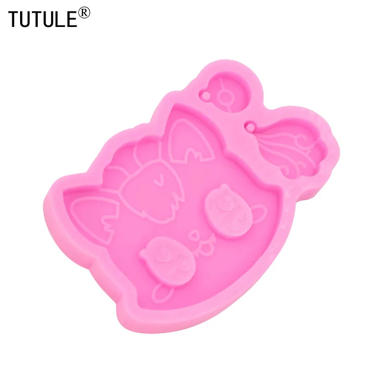 Shiny cat keychain Polymer Clay mold Silicone epoxy resin kawaii Silicone mold Cute Anime Fondant Chocolate Mold