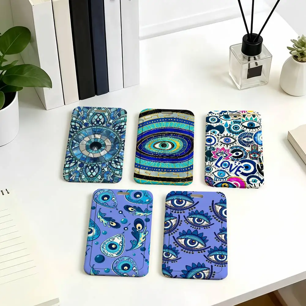 Evil Eye Card Holder Corporate Business Work Badge Holders Uisex Credit Bus Daily Commute ID Case