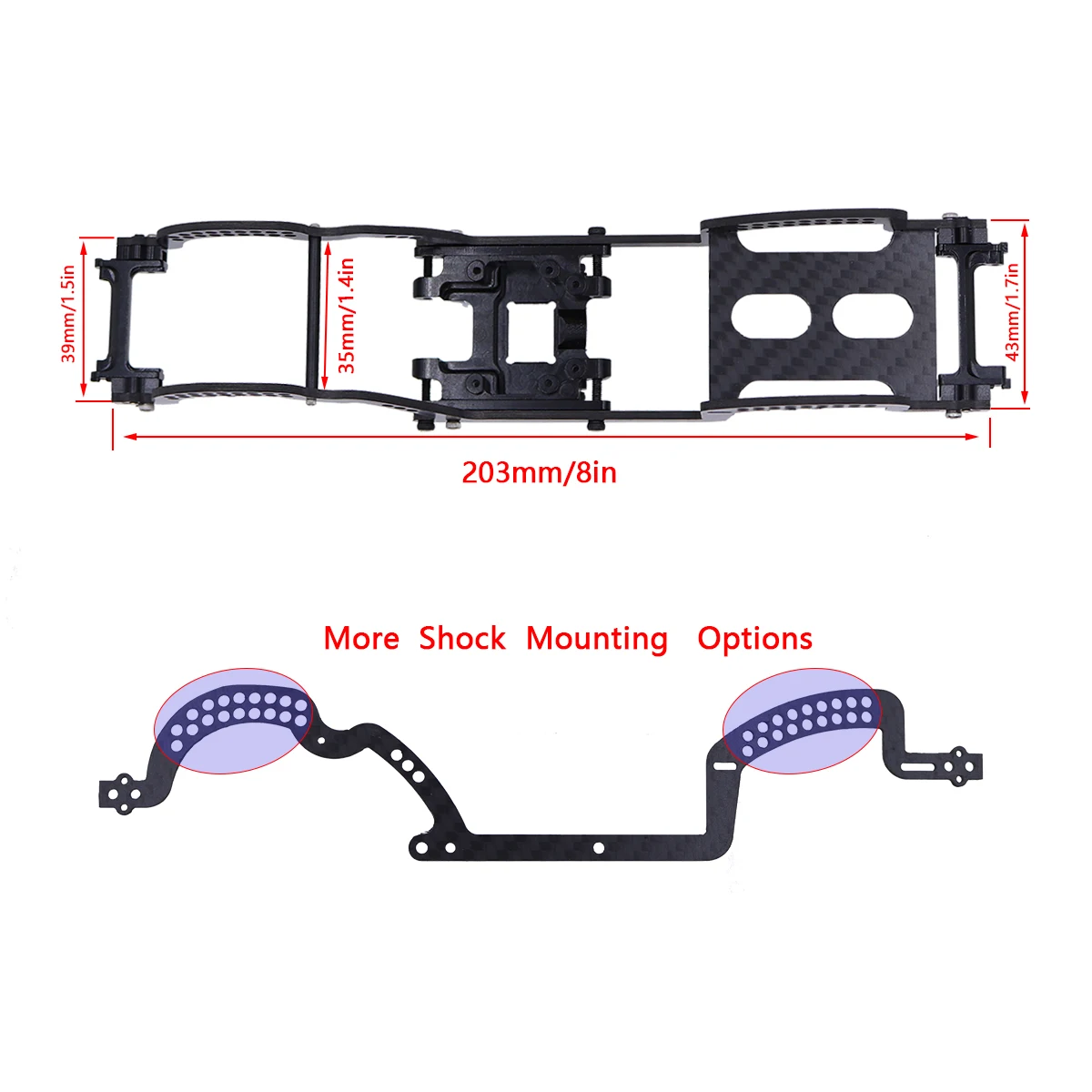 Carbon Fiber LCG Chassis Kit Frame Rails Braces Rock Sliders For 1/18 TRX4M RC Crawler Car Bronco/Defender DIY Upgrade Parts