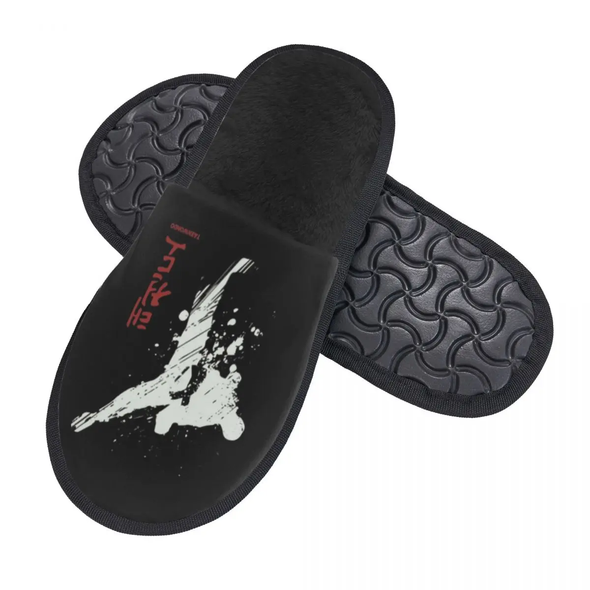 Taekwondo Kick Guest Slippers for Bathroom Women Custom Print Fighter Martial Arts House Shoes